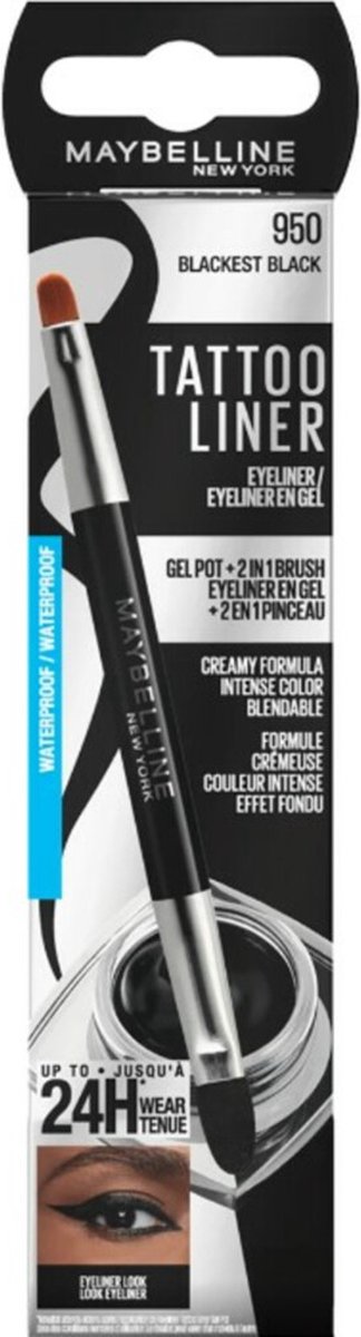 Maybelline Tattoo Liner Gel Pot 950 Blackest Black - 3 x 3 gr - Voordeelverpakking