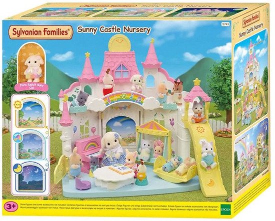 Foto: Sylvanian families 5743 zonnig kinderopvang kasteel inclusief 1 fluweelzachte bloemen hangoor konijn baby