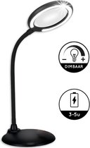 Loeplamp met LED Verlichting Oplaadbaar- Tafel Loeplamp - Zwart - Diamond Painting Accesoire - 3 tot 5 uur Batterij - Borduurlamp - Bureaulamp - Vergrootglas: 5X - 28LED - 46CM