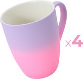 Kleurrijke lavendel/roze slanke mokken! - 4 stuks - 300ml - Perfect voor koffie, thee of andere warme dranken - Gezellig design - Koffiemok met gradient ontwerp