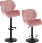 Barkrukken - Set Van 2 - Barkruk - 2 Stuks - Luxe Barkrukken - Met Rugleuning - Roze - Velvet