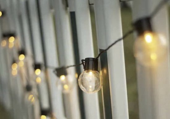 Cordon d'éclairage de Jardin avec lampes à incandescence | 13,55 mètres | 20 lumières LED| Éclairage de jardin atmosphérique | Guirlande Lumineuse Jardin et Terrasse | Efficacité Énergie