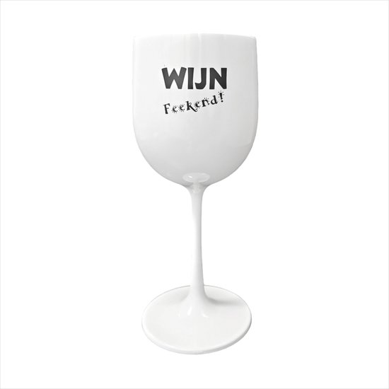 Foto: Luxe wijnglas onbreekbaar met tekst wit wijn feekend