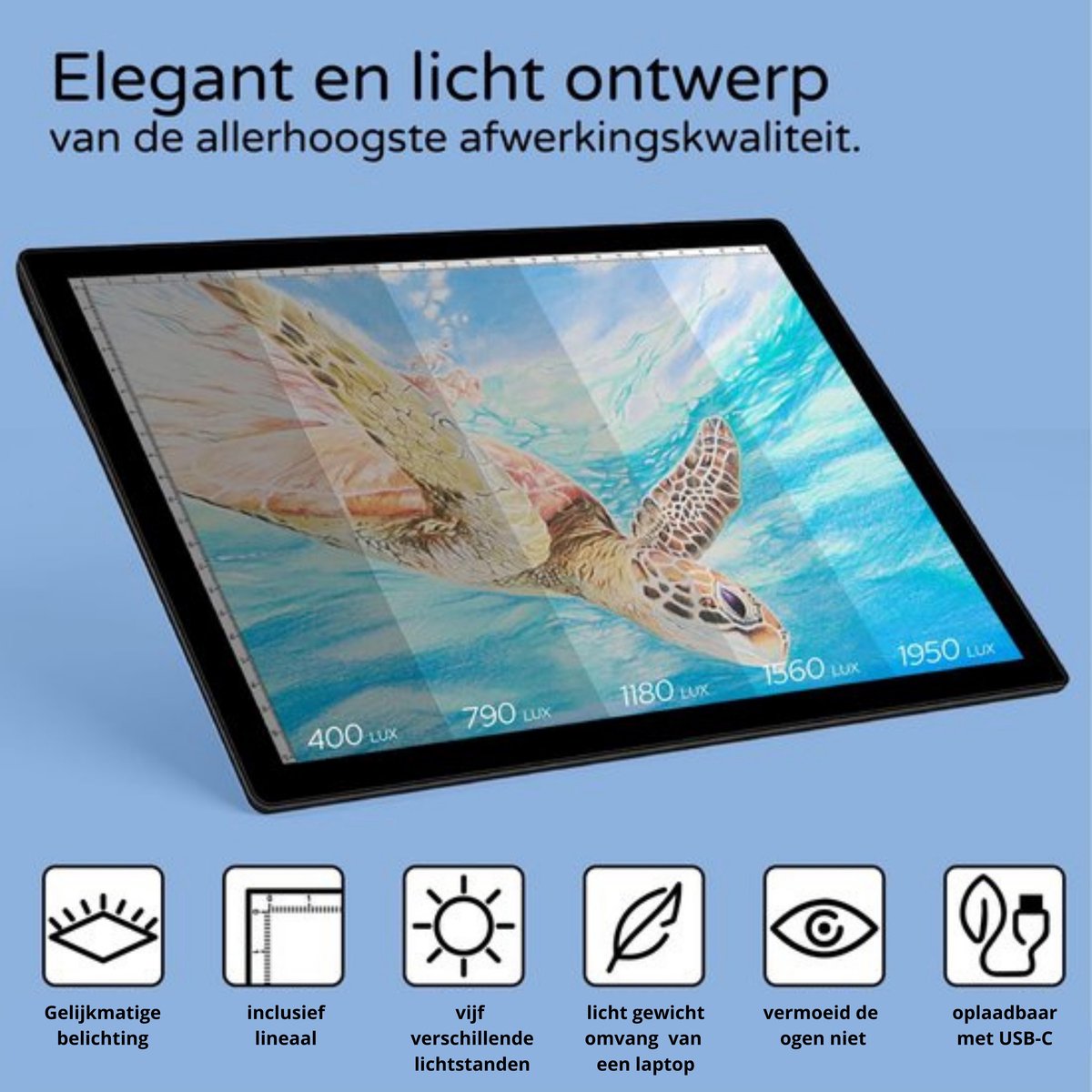 A4 Lightpad Lichtbak Diamond Painting Volwassenen | USB Dimbaar | All Smiles Premium XL Tekenbord | Tekenen Schetsen Hobby — afbeelding 8
