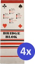 4x Bridge Blok - Thuis Scoreblok voor Bridge - 25 vel per blok - 7 x 19 cm