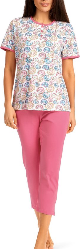 Comtessa - Dames Pyjama - 7/8 broek - Katoen - roze paisley - Maat 42