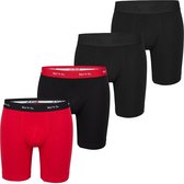 Phil & Co Boxershorts Heren Met Lange Pijpen Boxer Briefs 4-Pack Rood / Zwart - Maat L