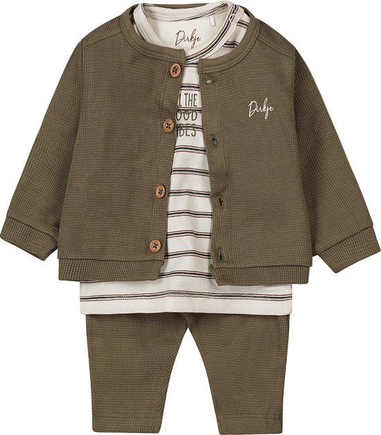 Dirkje - NOOS BOYS - Kledingset - 3delig - Vest - Broek - Shirt - Faded Green - Maat 56