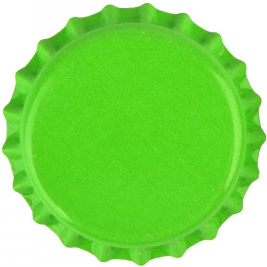 Effen groene kroonkurk met geribbelde rand.