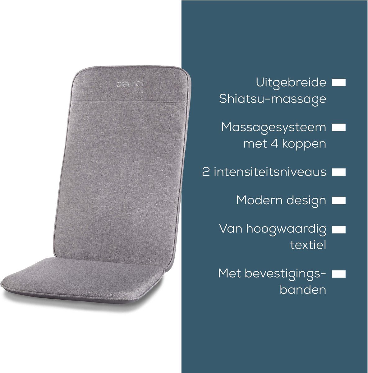 Beurer MG 202 Shiatsu Massagekussen – Massage kussen voor rug en schouders – 4-koppig massagesysteem – Diepgaande Shiatsu rugmassage – Lichtgewicht & Draagbaar – Hoogwaardig textiel – 3 jaar garantie – Geschikt als massagestoel – foto 6