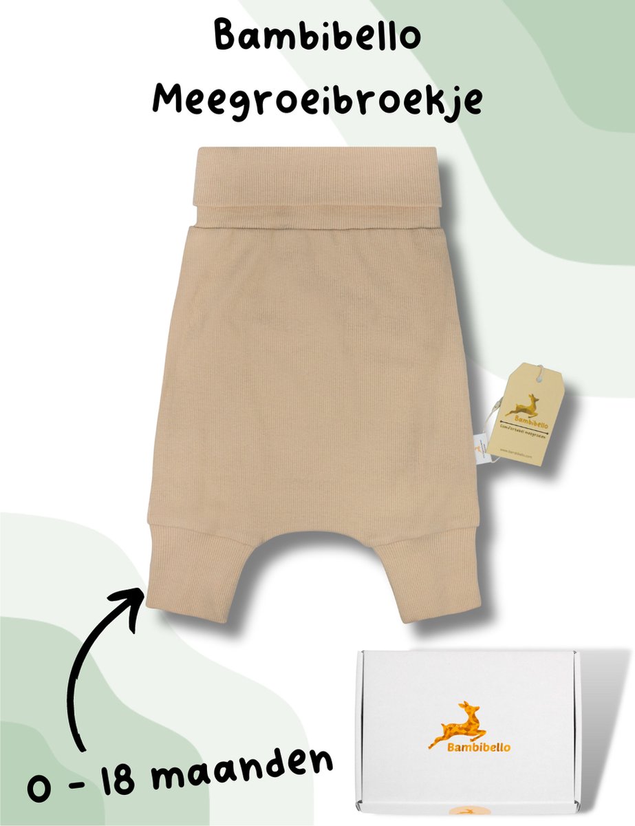 Goedkoopste Bambibello broekje - Meegroeibroekje - Beige - 0 tot 18 maanden - Kraamcadeau - Broekjes - Baby Kleding Jongens - Baby Kleding Meisjes