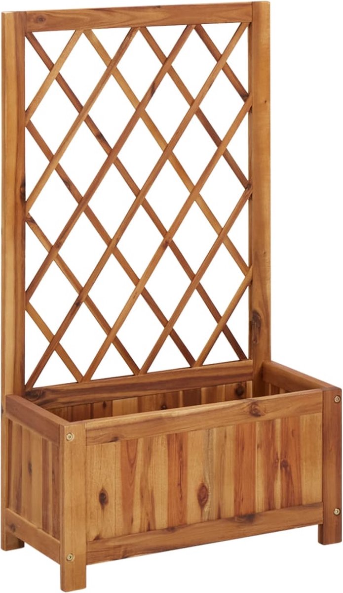 Plantenbak met klimrek - Bloembak - Weerbestendig - Met trellis - Buiten - Hout - Plantenrek - 38 Liter - Bruin