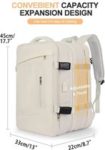 KOSMOS - Reistas - Rugzak - Handbagage - USB poort - Backpack - Waterafstotend - 55L - Beige