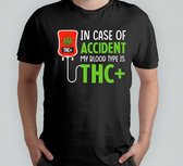 En cas d'accident, mon groupe sanguin est THC - T-shirt - Doux - Vert - Groen - Blunt - Happy - Relax - Good Vipes - High - 4:20 - 420 - Mary Jane - Chill Out - Roll - Smoke