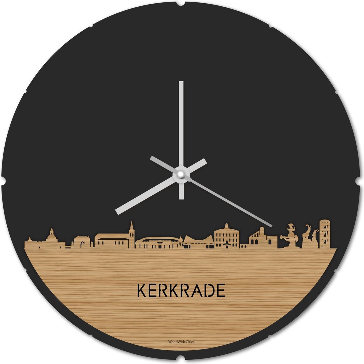 Skyline Klok Rond Kerkrade Bamboe hout - Ø 44 cm - Stil uurwerk - Wanddecoratie - Meer steden beschikbaar - Woonkamer idee - Woondecoratie - City Art - Steden kunst - Cadeau voor hem - Cadeau voor haar - Jubileum - Trouwerij - Housewarming -