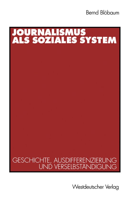 Journalismus Als Soziales System - cover