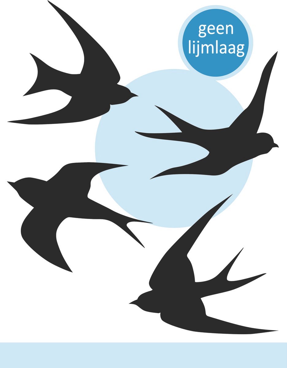 Raamstickers Vogels 4-Delig - Statische Sticker Raamsticker Vogels - Zwaluwen - Raamdecoratie - Decoratie Vogels