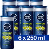NIVEA Men Energy Douchegel - 250ml - Voordeelverpakking 6 stuks