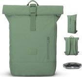 Bastix - Medium Rugzak voor dames en heren, rolltop met laptopvak, voor universiteit, zakelijke fiets, 15 liter, , waterafstotend, Sage Green, Rugzak