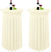 Bastix - Set van 2 stretch statafelhoezen voor bistrotafel ivoor Ø 80-85 cm spandex stretch tafelkleed met rok, tafelrok voor bruiloft, verjaardagsfeest, banket en bistrotafels (80 x 110 cm, lichtbeige)