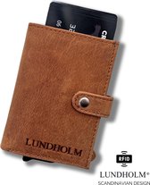 Lundholm porte-cartes homme cuir marron - protection anti-skim RFID - portefeuille porte-cartes homme pointe cadeaux homme - cuir - Série Donsö | Marron