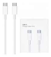 USB-C Kabel 2 meter - Geschikt voor iPhone 15 - USBC naar USBC - Oplader - Kabel - Oplaadkabel - 2 Meter Lang - Oplader