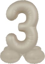 Folat - Staande folieballon Cijfer 3 Creamy Latte - 72 cm