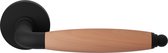 Deurkruk op rozet - Zwart - RVS - GPF bouwbeslag - Ika XL Deurklink zwart/ kersen gebogen met ronde eindknop op rond
