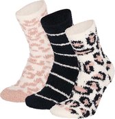 Apollo-sokken | Bedsokken dames | Blauw|Roze | 3-Pak | One Size | Slaapsokken | Fluffy sokken | Warme sokken