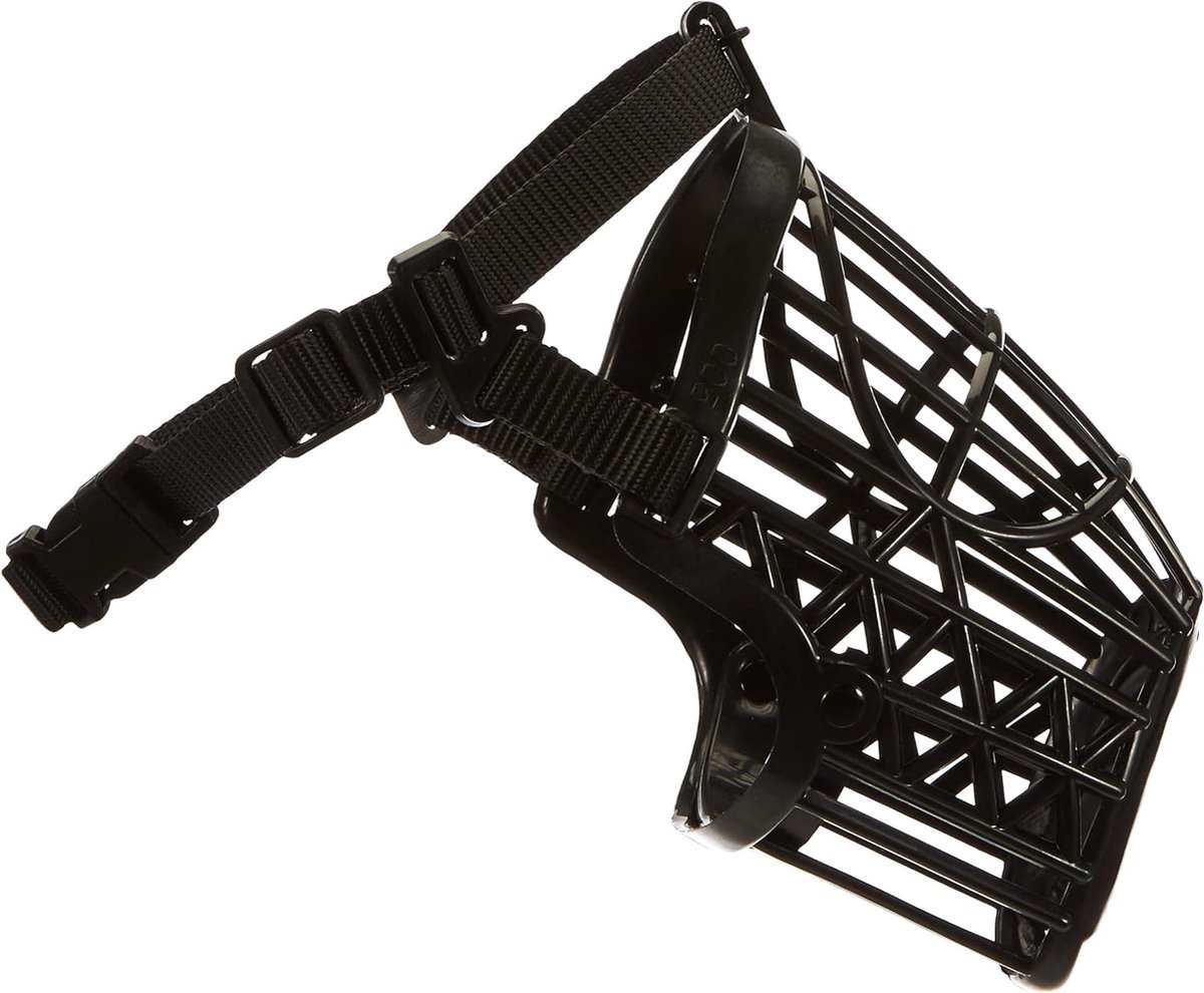 Kunststof hondenmuilkorf met snuit nylon band, 18 cm, M/L, zwart