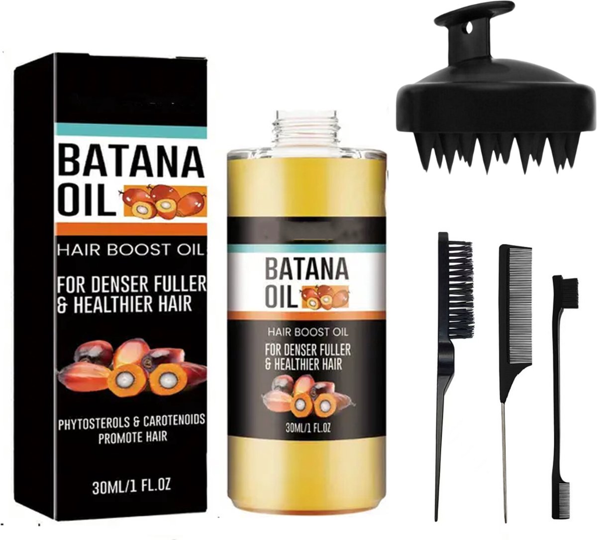 BeautyFit® - Batana Oil - Serum - Haargroei Olie - Alternatief Minoxidil - Incl. Ebook + Scalp Massager - Haar Vitamines - 100% Puur - Biologisch - Wonderolie