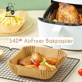 S4D® - Bakpapier Airfryer - AirFryer Wegwerpbakjes - AirFryer Bakpapier - 50 STUKS ! - Vierkant - 16 CM