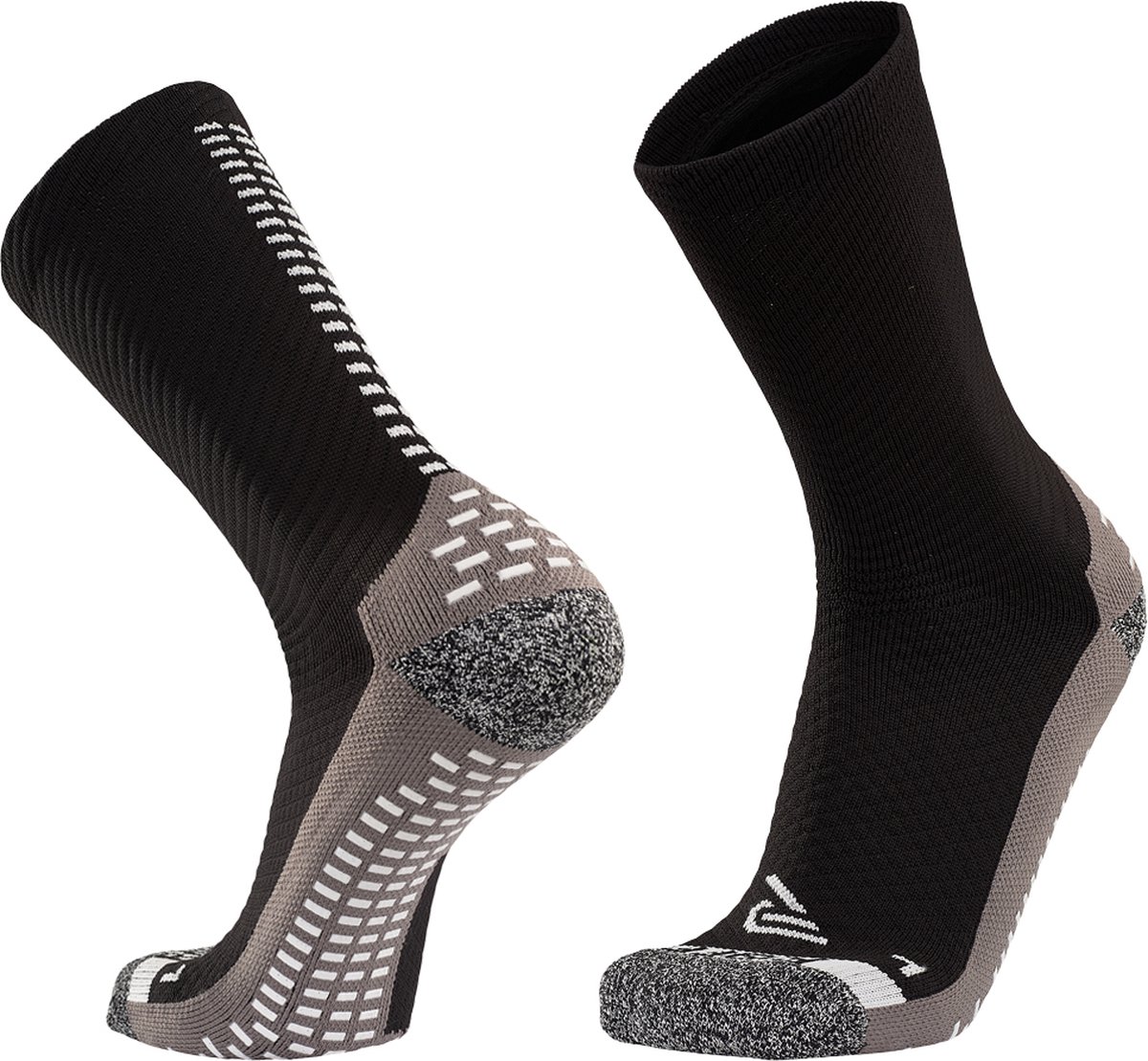 RØFF SOCKS® Gripsokken Voetbal - Sportsokken - Hardloopsokken - Naadloos - Compressie - Ergonomisch - Zwart - Maat 43-46