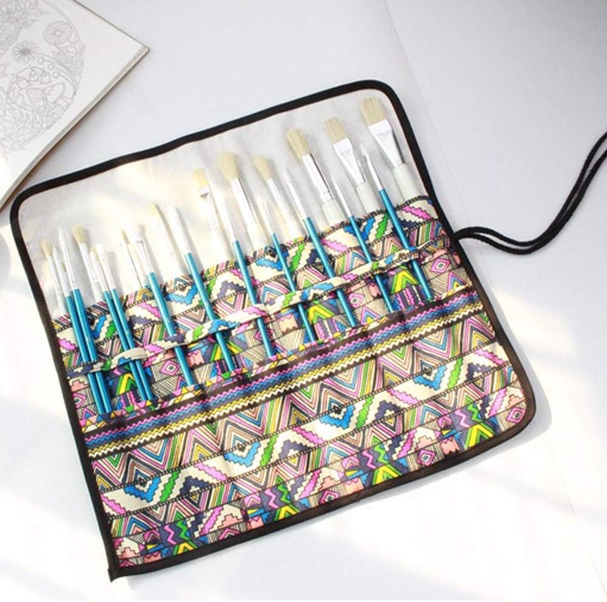 canvas oprolbare kwasthouder 20-slots kunstenaar rol make-up kwasten etui etui tas organizer lichtgewicht (zwart) / 400 canvas oprolbare kwasthouder 20-slots kunstenaar rol make-up kwasten etui etui tas organizer lichtgewicht (zwart) / 400