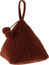 H&S Collection Butée de porte Teddy - marron rouille - 17 x 17 x 16 - polyester - forme pyramidale - avec boucle mobile