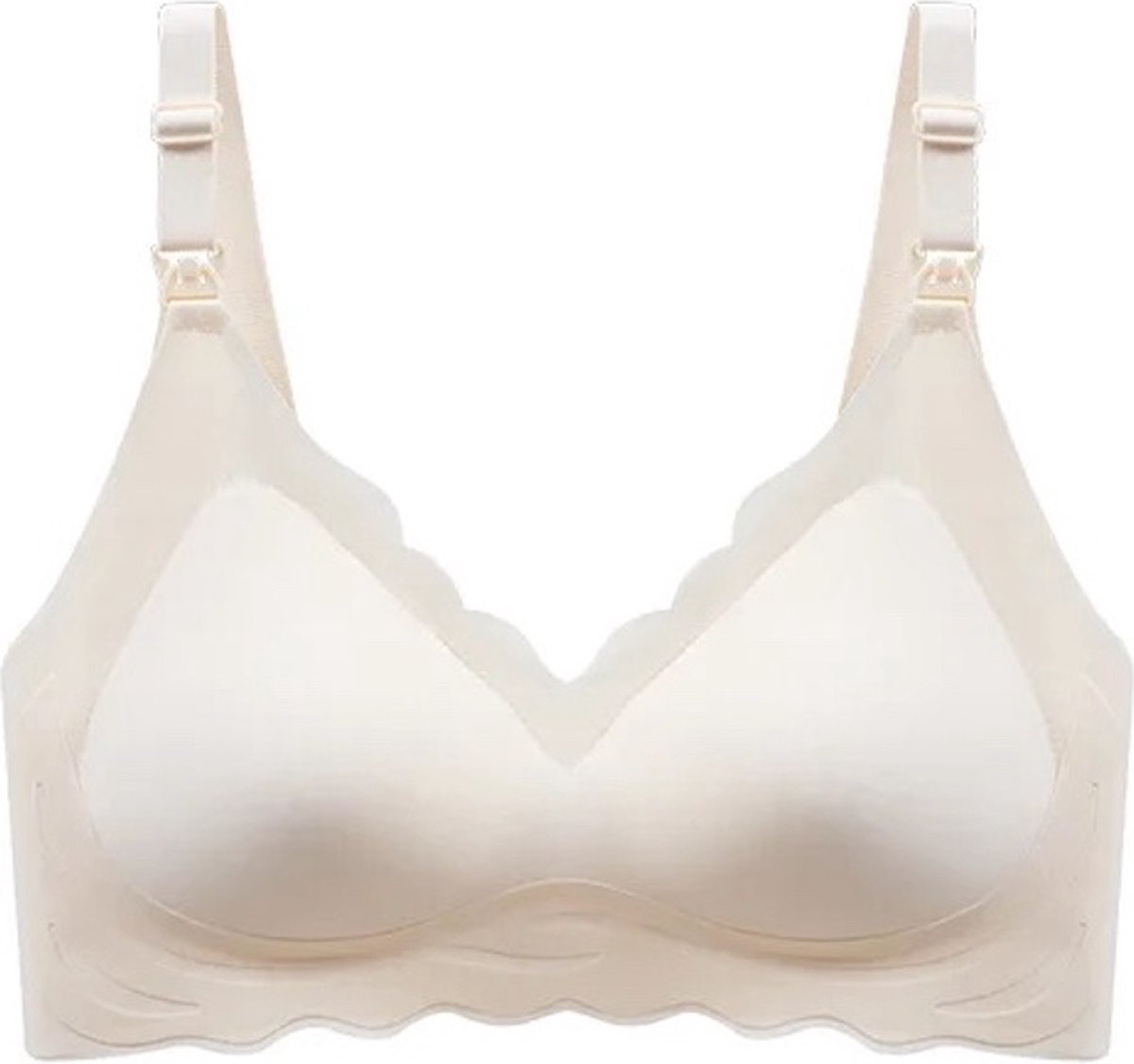 Wow Peach - Soft Seamless Voedings BH - Padded Beha - Zonder Beugel - Naadloos - Borstvoeding - Nursing - Mama - Comfort - Silky - Ademend - Kleur: Creme - Maat: Large