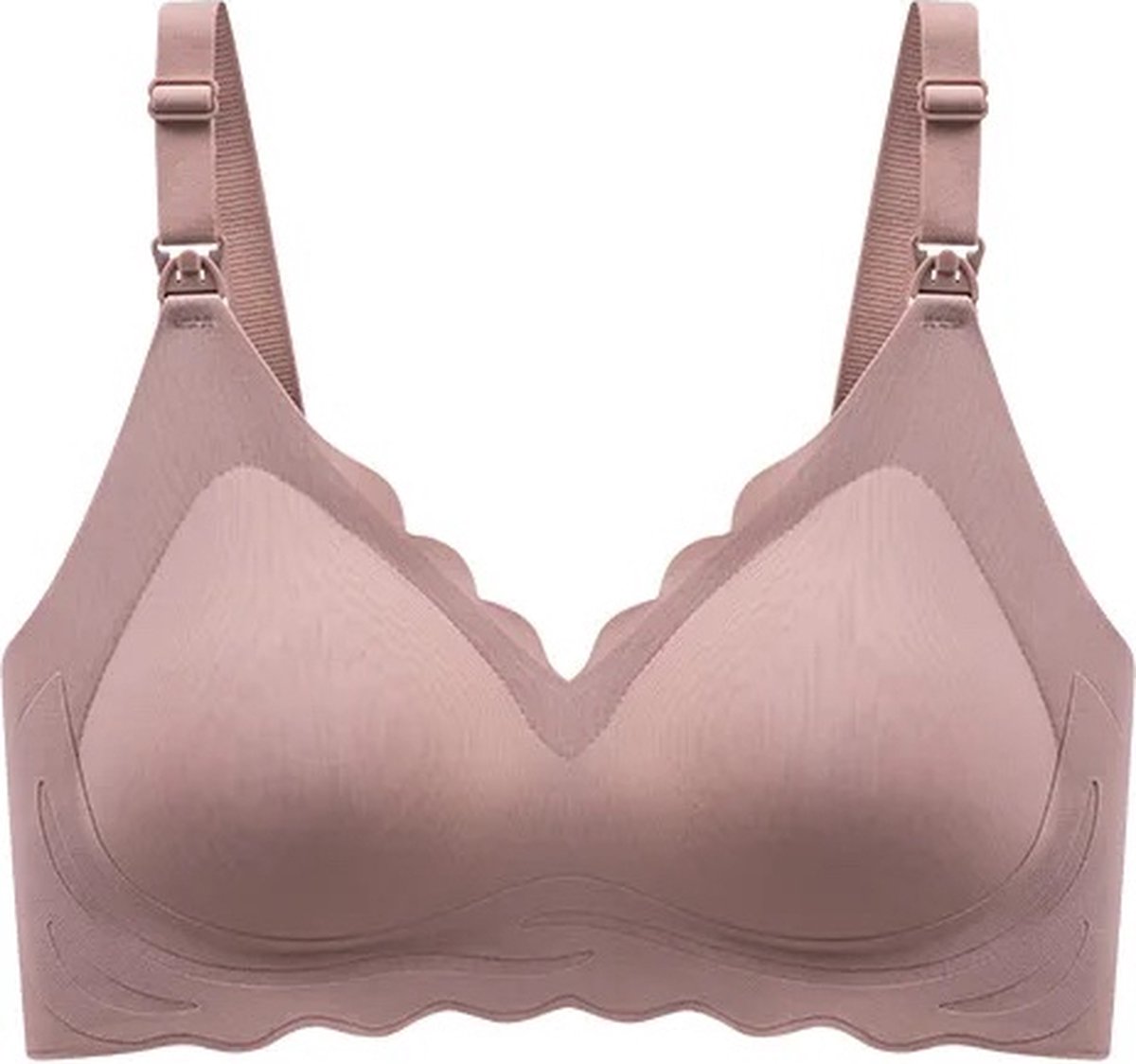 Wow Peach - Soft Seamless Voedings BH - Padded Beha - Zonder Beugel - Naadloos - Borstvoeding - Nursing - Mama - Comfort - Silky - Ademend - Kleur: Roze-bruin - Maat: Medium