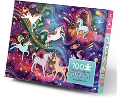 foto van Crocodile Creek Holografische Puzzel Unicorn Galaxy - 100 stukjes
