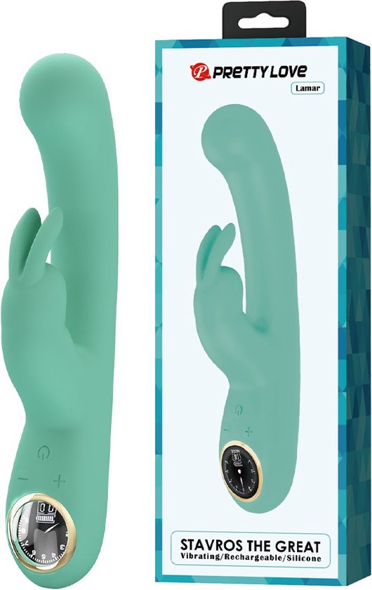 Pretty Love - Lamar - Vibromasseur Rabbit - Vibromasseur Tarzan - Avec écran LCD - Bleu clair