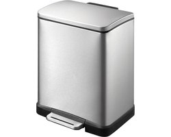 EKO - E-Cube pedaalemmer 12 liter - Stainless steel Plastic - mat RVS - Prullenbak