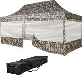 INSTENT Tuinpaviljoen - Opvouwbaar - Met Opbergtas en 4 Zijwanden - Partytent - 3 x 6 m - Sneew Camouflage