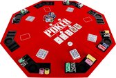 GAMES PLANET Pokermat - Pokertafel Kleed - Opvouwbaar - Bekerhouder - 8 Spelers - Ø 122 cm - Rood