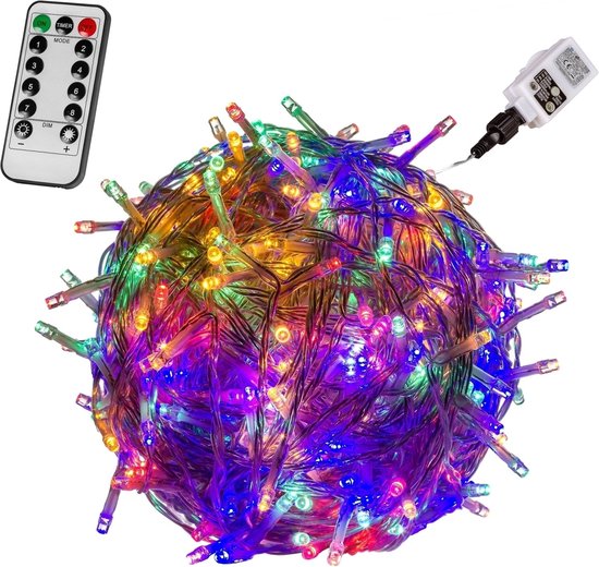 VOLTRONIC LED Verlichting - 50 LEDs - Met Afstandsbediening - Kerstverlichting - Tuinverlichting - Binnen en Buiten - 5 m - Transparante Kabel - Multi Color