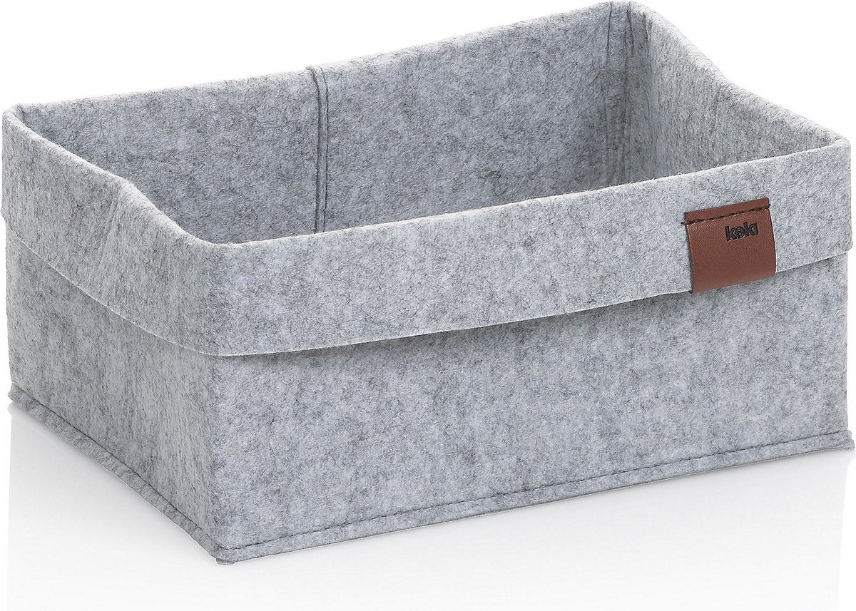 Kela Badkamer - Fay Mand 26x19x12 cm - Vilt - Grijs