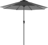 In And OutdoorMatch Parasol Edna - 300cm - Kantelbaar - Camping - Rond - Staand - Grijs - UPF 50 - Terras, balkon, tuin of strand