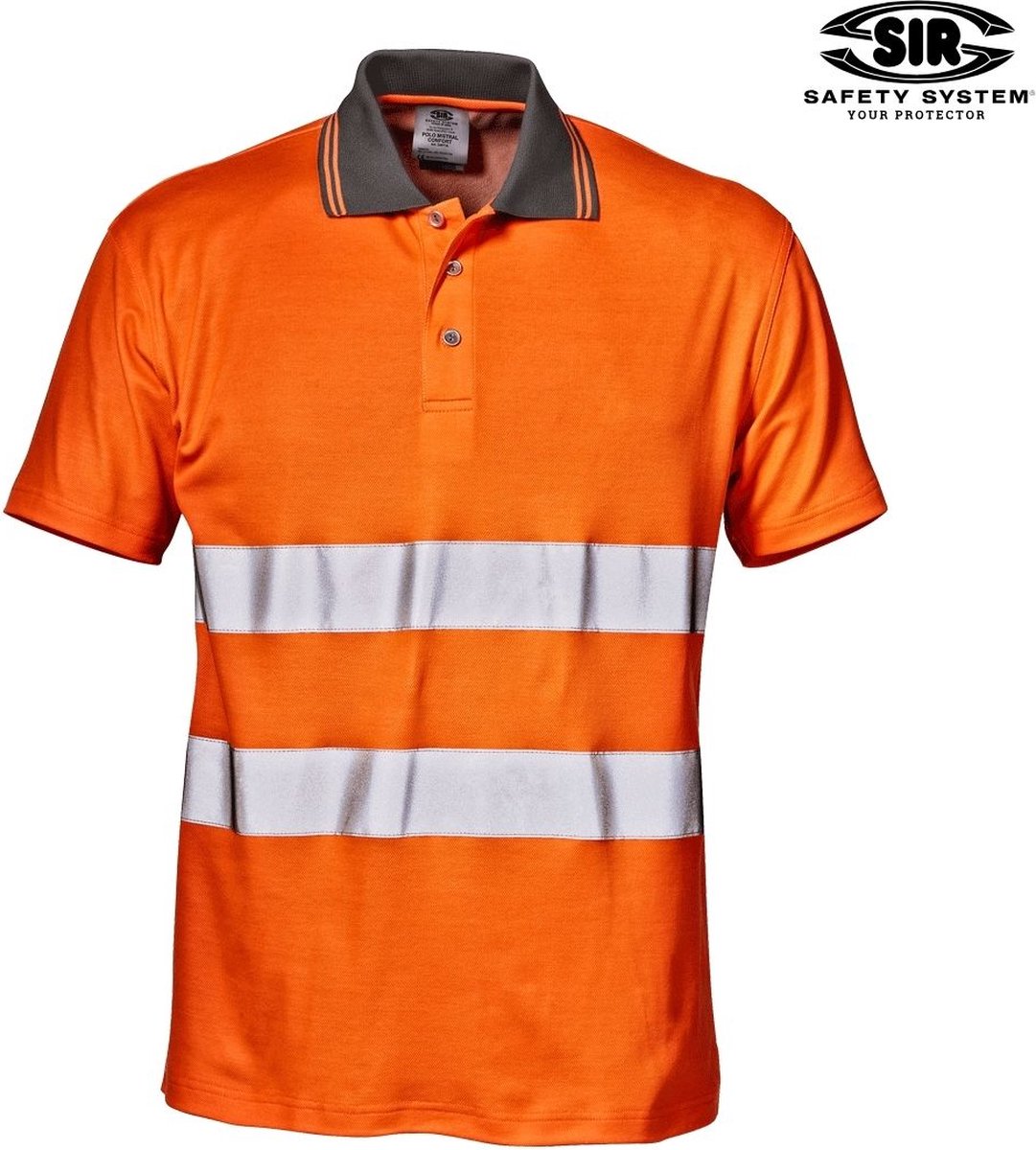 SIR SAFETY MISTRAL CONFORT Hi Vis Reflecterend Werkpolo HEREN Veiligheidsshirt Oranje - EN ISO 20471 Klasse 2 - Reflecterende Band - Comfort Kraag