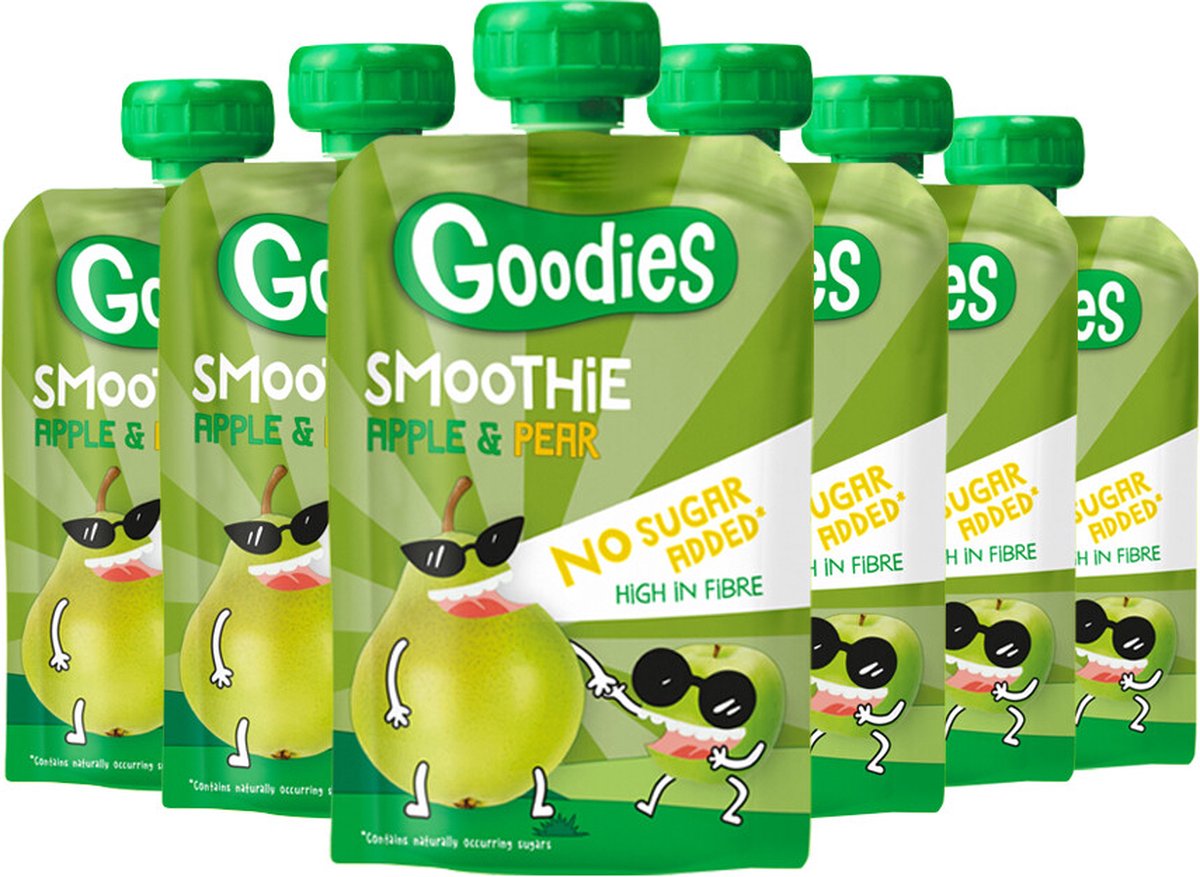 Goedkoopste 6x Goodies Knijpfruit Smoothie Appel & Peer 100 gr