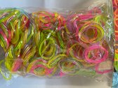 1200 loom elastiekjes neon gemixte kleuren met weefhaken en S-clips voor eindeloos speelplezier met deze loombandjes