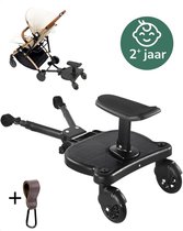 Meerijdplankje Universeel - voor Kinderwagen - met Zitje - Stroller - Baby - Buggy - Accessoires - Onderweg - Zwart - Haakje