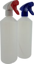 Set van 2 lege sprayflacons 750ml | Professionele afsluitbare spraykop | 1 Rode - 1 Blauwe spraykop | Navulbaar
